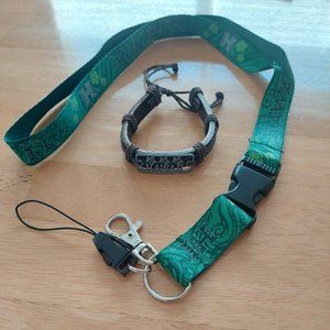 Hawaiian Lanyard and Bracelet Set, Green Detachable key ring and turtle …